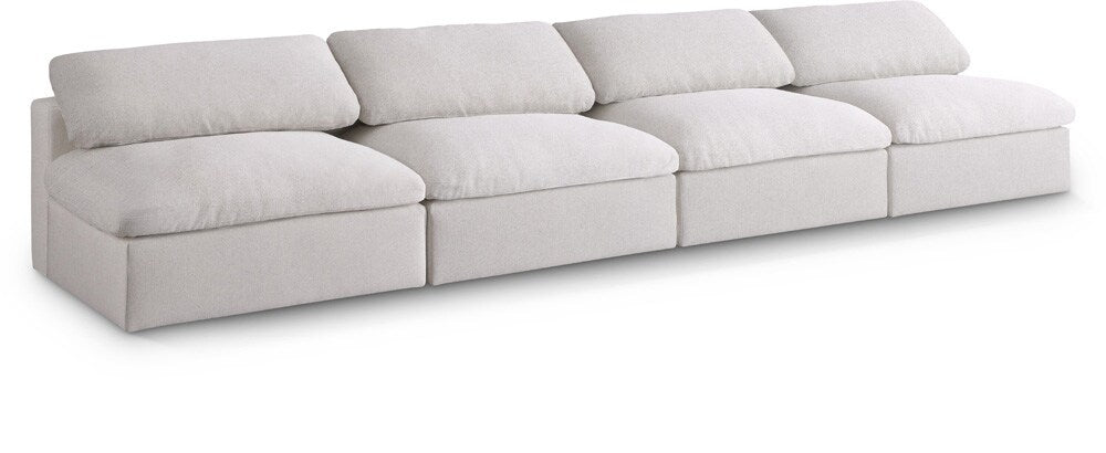 Meridian Furniture - Serene Cream Linen Textured Fabric Deluxe Comfort Modular Armless Sofa - 4Pc - 601Cream-S156 veiw 1