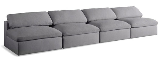 Meridian Furniture - Serene Grey Linen Textured Fabric Deluxe Comfort Modular Armless Sofa - 4Pc - 601Grey-S156 veiw 1