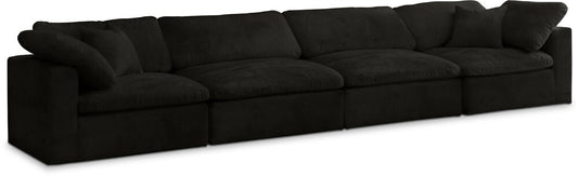 Meridian Furniture - Cozy Black Velvet Comfort Modular Sofa - 4Pc - 634Black-S158 veiw 1