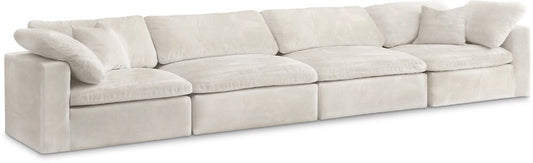Meridian Furniture - Cozy Cream Velvet Comfort Modular Sofa - 4Pc - 634Cream-S158 veiw 1