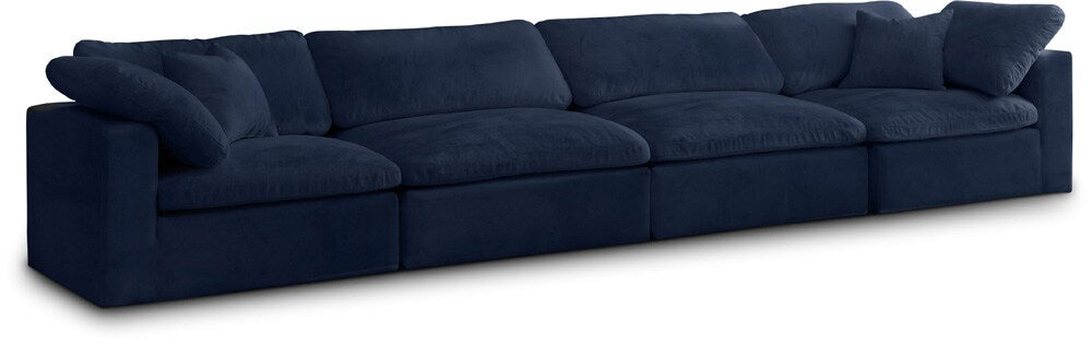 Meridian Furniture - Cozy Navy Velvet Comfort Modular Sofa - 4Pc - 634Navy-S158 veiw 1