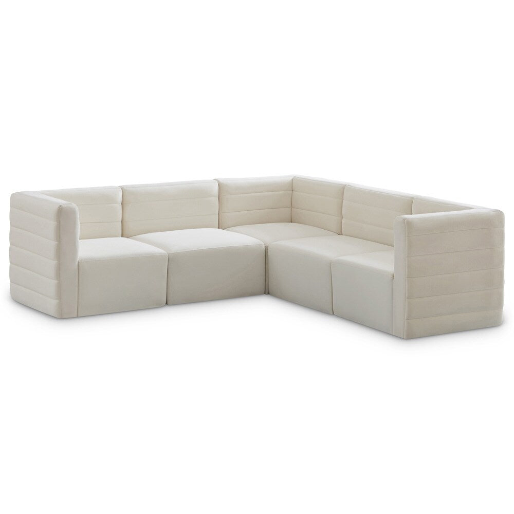 Meridian Furniture - Quincy Cream Velvet Modular Sectional - 5Pc - 677Cream-Sec5C veiw 1
