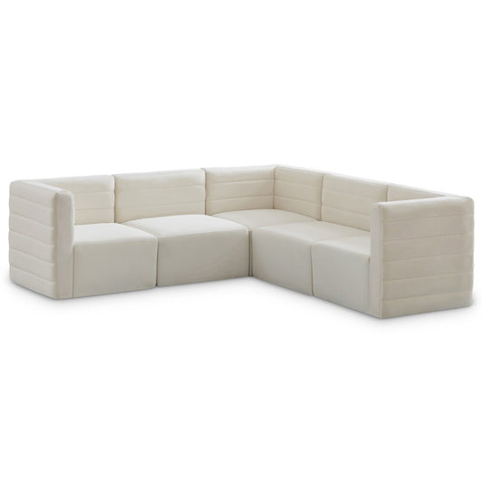 Meridian Furniture - Quincy Cream Velvet Modular Sectional - 5Pc - 677Cream-Sec5C veiw 1