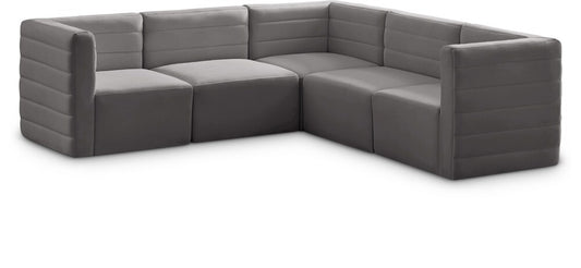 Meridian Furniture - Quincy Grey Velvet Modular Sectional - 5Pc - 677Grey-Sec5C veiw 1
