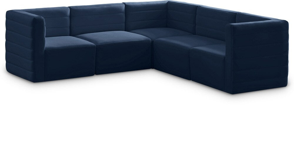 Meridian Furniture - Quincy Navy Velvet Modular Sectional - 5Pc - 677Navy-Sec5C veiw 1