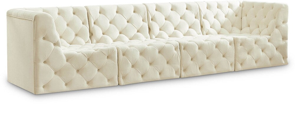 Meridian Furniture - Tuft Cream Velvet Modular Sofa - 4Pc - 680Cream-S128 veiw 1