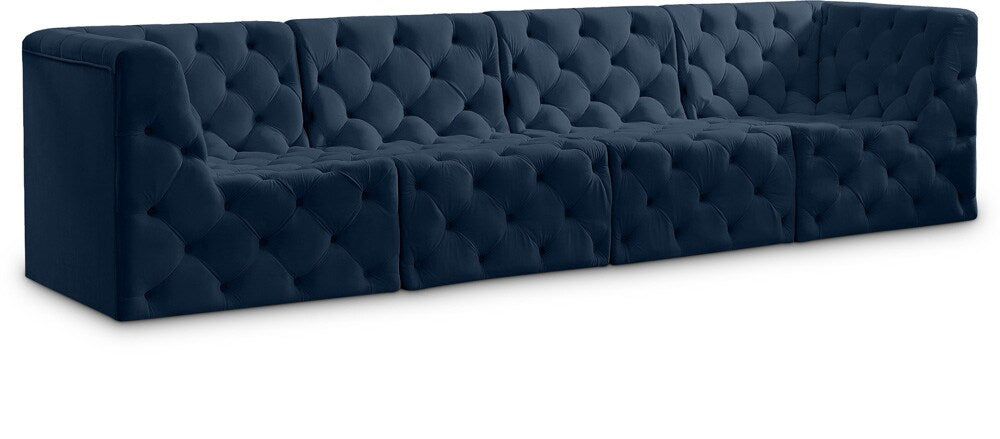 Meridian Furniture - Tuft Navy Velvet Modular Sofa - 4Pc - 680Navy-S128 veiw 1