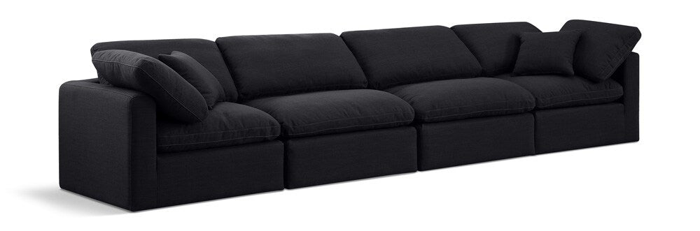 Meridian Furniture - Indulge Black Linen Textured Fabric Modular Sofa - 4Pc - 141Black-S140 veiw 1
