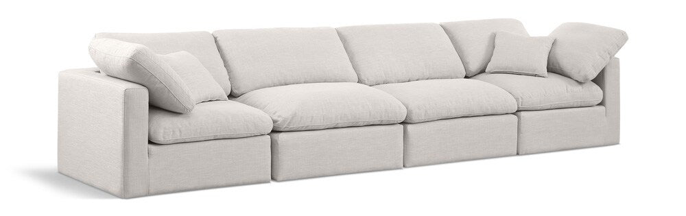 Meridian Furniture - Indulge Cream Linen Textured Fabric Modular Sofa - 4Pc - 141Cream-S140 veiw 1