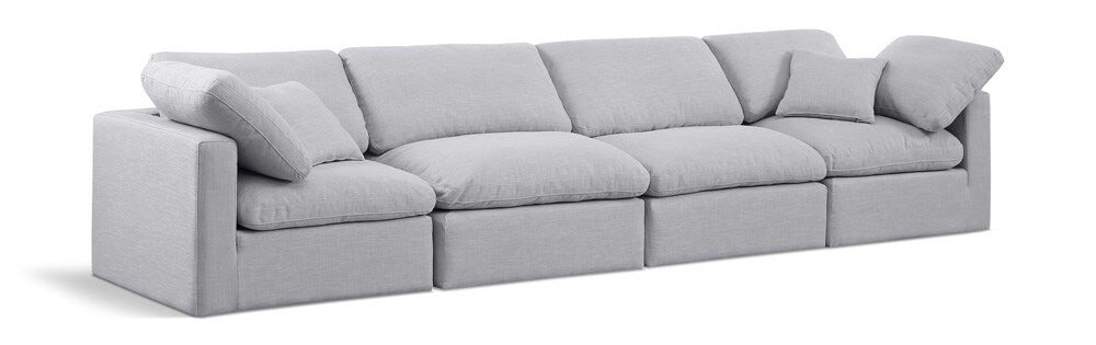 Meridian Furniture - Indulge Grey Linen Textured Fabric Modular Sofa - 4Pc - 141Grey-S140 veiw 1
