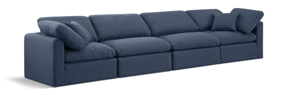Meridian Furniture - Indulge Navy Linen Textured Fabric Modular Sofa - 4Pc - 141Navy-S140 veiw 1