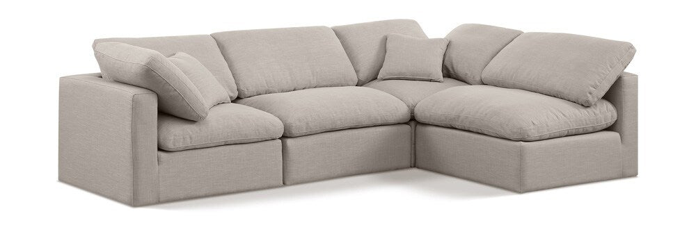 Meridian Furniture - Indulge Beige Linen Textured Fabric Modular Sectional - 4Pc - 141Beige-Sec4B veiw 1