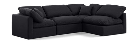 Meridian Furniture - Indulge Black Linen Textured Fabric Modular Sectional - 4Pc - 141Black-Sec4B veiw 1