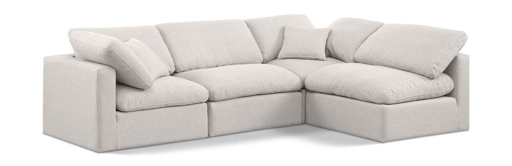 Meridian Furniture - Indulge Cream Linen Textured Fabric Modular Sectional - 4Pc - 141Cream-Sec4B veiw 1