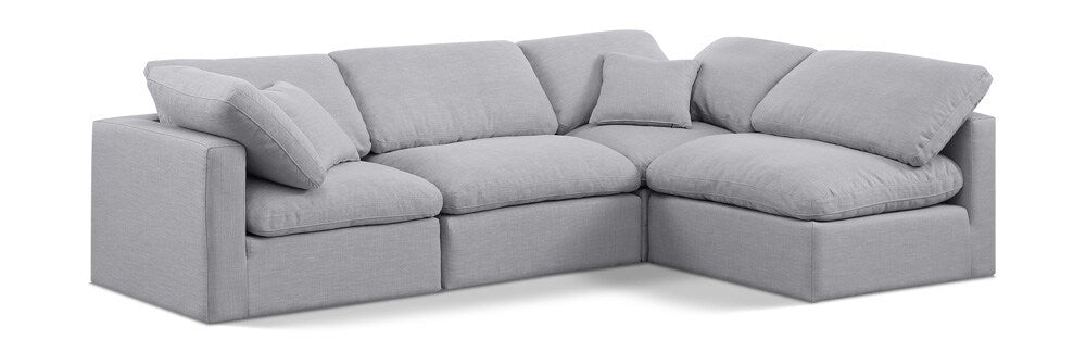 Meridian Furniture - Indulge Grey Linen Textured Fabric Modular Sectional - 4Pc - 141Grey-Sec4B veiw 1