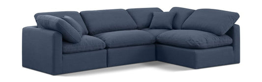 Meridian Furniture - Indulge Navy Linen Textured Fabric Modular Sectional - 4Pc - 141Navy-Sec4B veiw 1