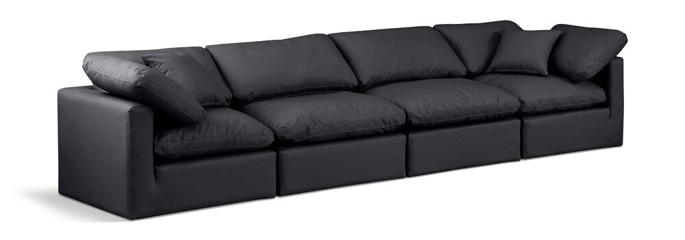Meridian Furniture - Indulge Black Vegan Leather Modular Sofa - 4Pc - 146Black-S140 veiw 1