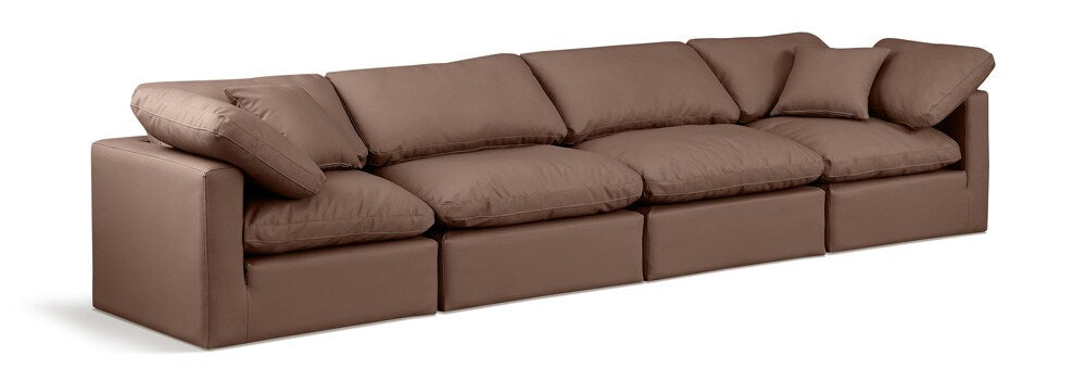 Meridian Furniture - Indulge Brown Vegan Leather Modular Sofa - 4Pc - 146Brown-S140 veiw 1