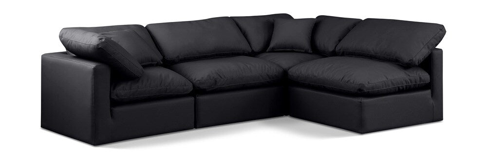 Meridian Furniture - Indulge Black Vegan Leather Modular Sectional - 4Pc - 146Black-Sec4B veiw 1