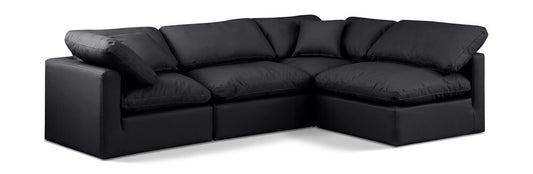 Meridian Furniture - Indulge Black Vegan Leather Modular Sectional - 4Pc - 146Black-Sec4B veiw 1