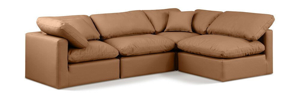 Meridian Furniture - Indulge Cognac Vegan Leather Modular Sectional - 4Pc - 146Cognac-Sec4B veiw 1