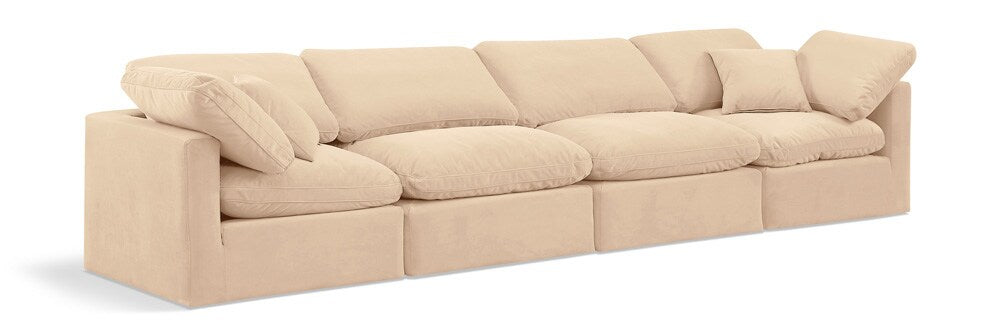 Meridian Furniture - Indulge Beige Velvet Modular Sofa - 4Pc - 147Beige-S140 veiw 1