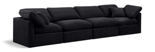 Meridian Furniture - Indulge Black Velvet Modular Sofa - 4Pc - 147Black-S140 veiw 1