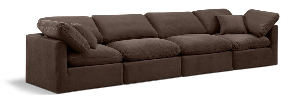 Meridian Furniture - Indulge Brown Velvet Modular Sofa - 4Pc - 147Brown-S140 veiw 1