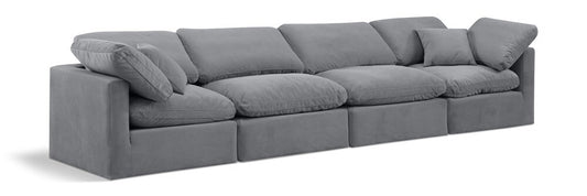 Meridian Furniture - Indulge Grey Velvet Modular Sofa - 4Pc - 147Grey-S140 veiw 1