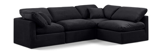 Meridian Furniture - Indulge Black Velvet Modular Sectional - 4Pc - 147Black-Sec4B veiw 1