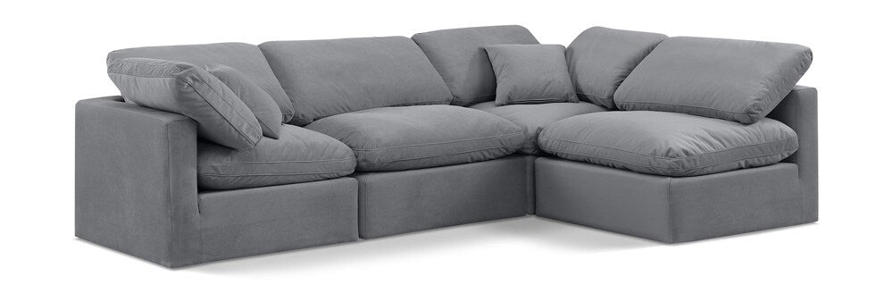 Meridian Furniture - Indulge Grey Velvet Modular Sectional - 4Pc - 147Grey-Sec4B veiw 1