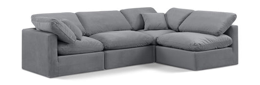 Meridian Furniture - Indulge Grey Velvet Modular Sectional - 4Pc - 147Grey-Sec4B veiw 1