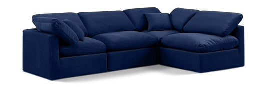 Meridian Furniture - Indulge Navy Velvet Modular Sectional - 4Pc - 147Navy-Sec4B veiw 1