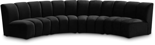 Meridian Furniture - Infinity Black Velvet 4pc. Modular Sectional - 638Black-4PC veiw 1