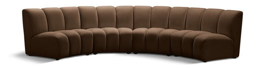 Meridian Furniture - Infinity Brown Velvet 4pc. Modular Sectional - 638Brown-4PC veiw 1