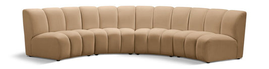 Meridian Furniture - Infinity Camel Velvet 4pc. Modular Sectional - 638Camel-4PC veiw 1
