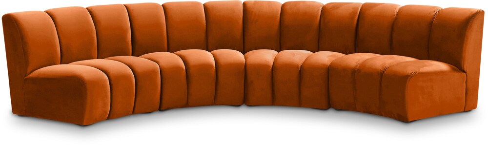 Meridian Furniture - Infinity Cognac Velvet 4pc. Modular Sectional - 638Cognac-4PC veiw 1