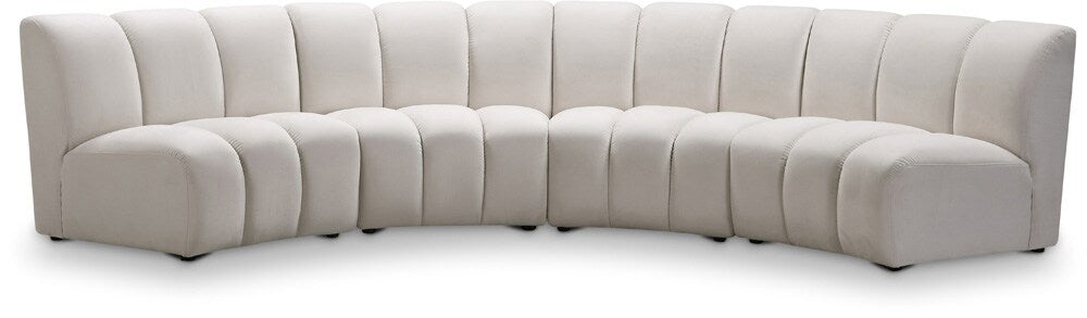 Meridian Furniture - Infinity Cream Velvet 4pc. Modular Sectional - 638Cream-4PC veiw 1
