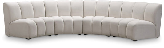 Meridian Furniture - Infinity Cream Velvet 4pc. Modular Sectional - 638Cream-4PC veiw 1