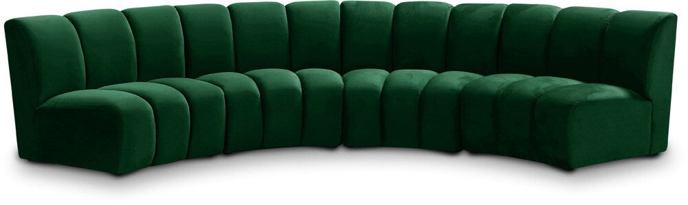 Meridian Furniture - Infinity Green Velvet 4pc. Modular Sectional - 638Green-4PC veiw 1