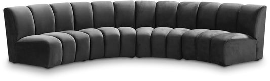 Meridian Furniture - Infinity Grey Velvet 4pc. Modular Sectional - 638Grey-4PC veiw 1
