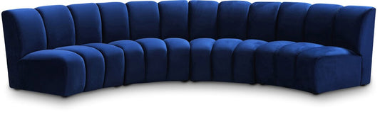 Meridian Furniture - Infinity Navy Velvet 4pc. Modular Sectional - 638Navy-4PC veiw 1