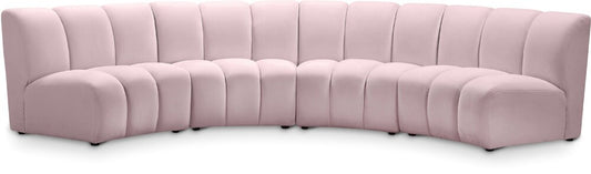 Meridian Furniture - Infinity Pink Velvet 4pc. Modular Sectional - 638Pink-4PC veiw 1