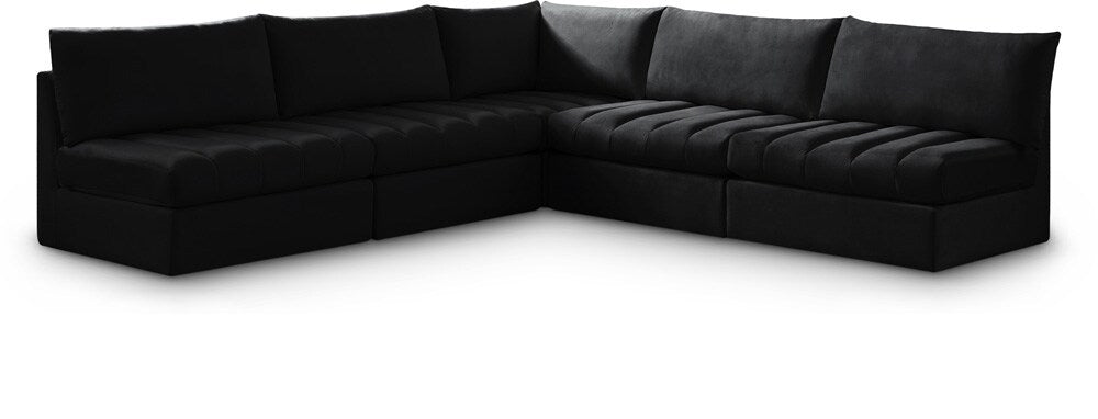 Meridian Furniture - Jacob Black Velvet Modular Sectional - 5Pc - 649Black-Sec5B veiw 1
