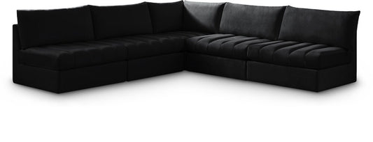 Meridian Furniture - Jacob Black Velvet Modular Sectional - 5Pc - 649Black-Sec5B veiw 1