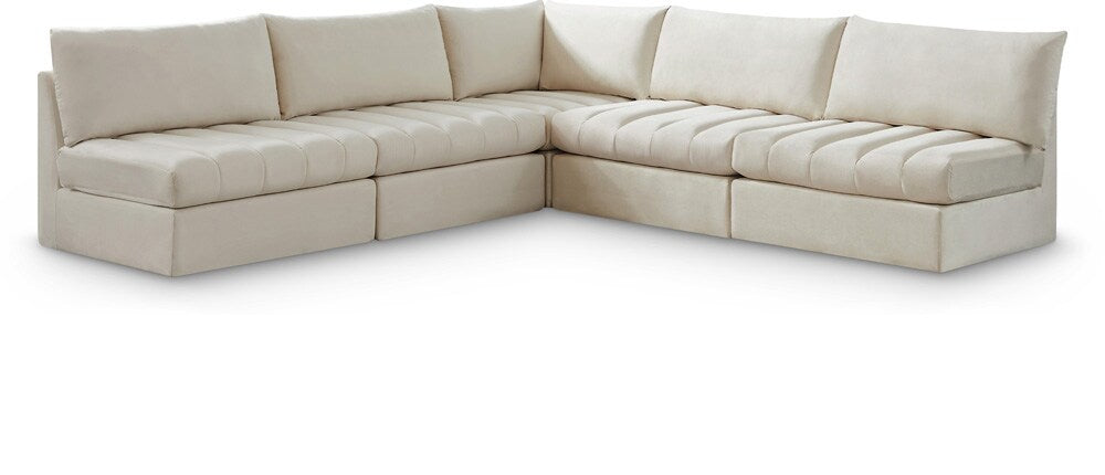Meridian Furniture - Jacob Cream Velvet Modular Sectional - 5Pc - 649Cream-Sec5B veiw 1