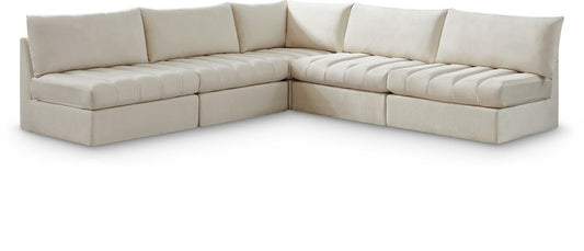 Meridian Furniture - Jacob Cream Velvet Modular Sectional - 5Pc - 649Cream-Sec5B veiw 1