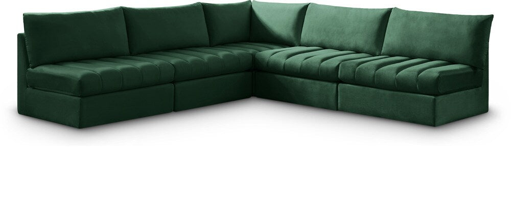 Meridian Furniture - Jacob Green Velvet Modular Sectional - 5Pc - 649Green-Sec5B veiw 1