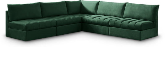 Meridian Furniture - Jacob Green Velvet Modular Sectional - 5Pc - 649Green-Sec5B veiw 1