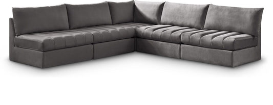 Meridian Furniture - Jacob Grey Velvet Modular Sectional - 5Pc - 649Grey-Sec5B veiw 1